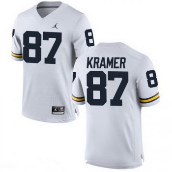 Men's Michigan Wolverines #87 Ron Kramer Retired White Stitched College Football Brand Jordan NCAA Jersey