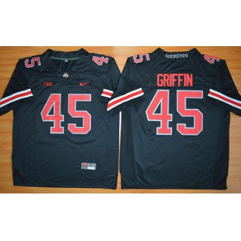 Men's Ohio State Buckeyes #45 Archie Griffin Black With Red 2015 College Football Nike Limited Jersey