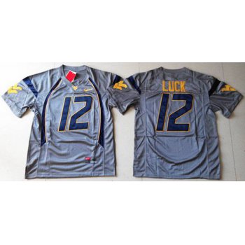 Men's West Virginia Mountaineers #12 Oliver Luck Gray NCAA Football Nike Jersey