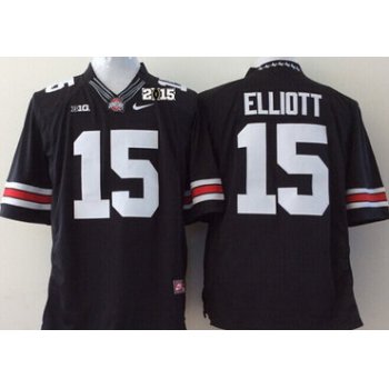 Ohio State Buckeyes #15 Ezekiel Elliott 2014 Black Limited 2015 BCS Patch Jersey