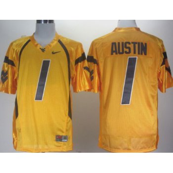 West Virginia Mountaineers #1 Tavon Austin Yellow Jersey