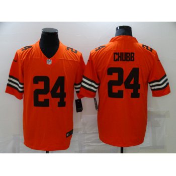 Men's Cleveland Browns #24 Nick Chubb Orange 2021 Inverted Legend Stitched Nike Limited Jersey