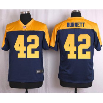 Men's Green Bay Packers #42 Morgan Burnett Navy Blue Gold Alternate NFL Nike Elite Jersey