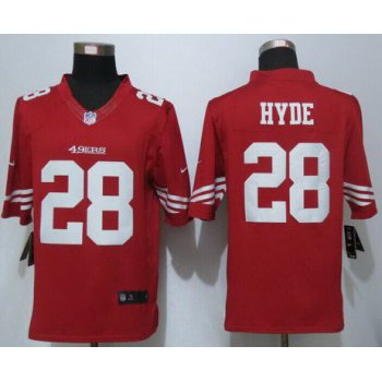 Men's San Francisco 49ers #28 Carlos Hyde Scarlet Red Team Color NFL Nike Limited Jersey