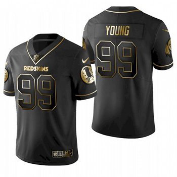Men Washington Redskins Football Team #99 Chase Young Black Golden Limited Jersey