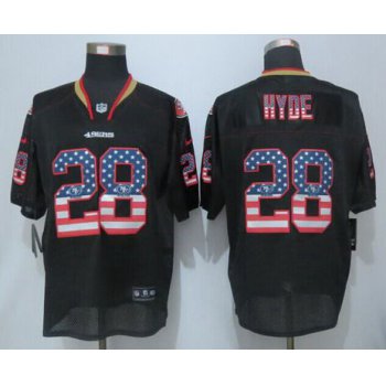 Men's San Francisco 49ers #28 Carlos Hyde Black USA Flag Fashion NFL Nike Elite Jersey