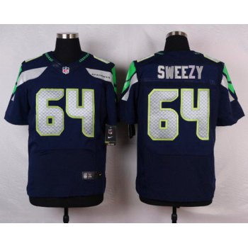Men's Seattle Seahawks #64 J. R. Sweezy Navy Blue Team Color NFL Nike Elite Jersey