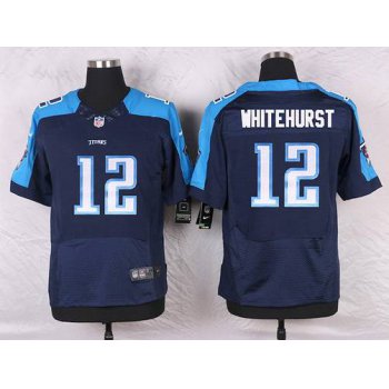 Men's Tennessee Titans #12 Charlie Whitehurst Navy Blue Alternate NFL Nike Elite Jersey