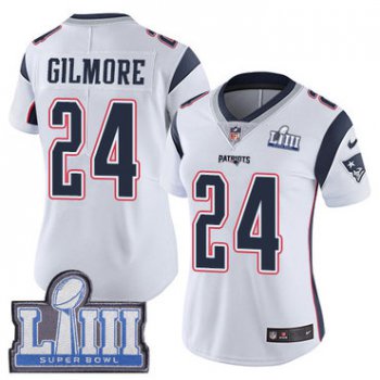 #24 Limited Stephon Gilmore White Nike NFL Road Women's Jersey New England Patriots Vapor Untouchable Super Bowl LIII Bound