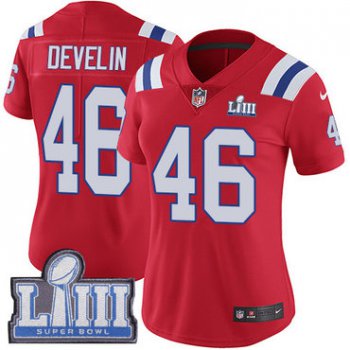 #46 Limited James Develin Red Nike NFL Alternate Women's Jersey New England Patriots Vapor Untouchable Super Bowl LIII Bound