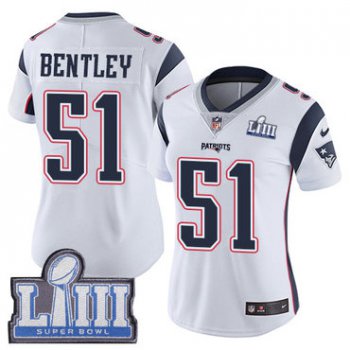 #51 Limited Ja'Whaun Bentley White Nike NFL Road Women's Jersey New England Patriots Vapor Untouchable Super Bowl LIII Bound