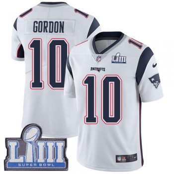 #10 Limited Josh Gordon White Nike NFL Road Youth Jersey New England Patriots Vapor Untouchable Super Bowl LIII Bound
