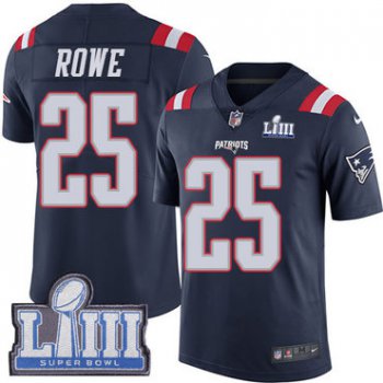 #25 Limited Eric Rowe Navy Blue Nike NFL Youth Jersey New England Patriots Rush Vapor Untouchable Super Bowl LIII Bound