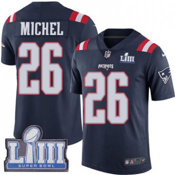 #26 Limited Sony Michel Navy Blue Nike NFL Youth Jersey New England Patriots Rush Vapor Untouchable Super Bowl LIII Bound