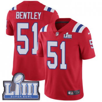 #51 Limited Ja'Whaun Bentley Red Nike NFL Alternate Youth Jersey New England Patriots Vapor Untouchable Super Bowl LIII Bound