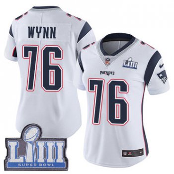 #76 Limited Isaiah Wynn White Nike NFL Road Women's Jersey New England Patriots Vapor Untouchable Super Bowl LIII Bound
