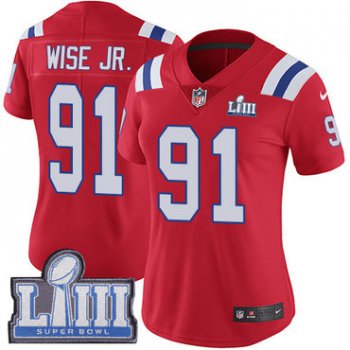 #91 Limited Deatrich Wise Jr Red Nike NFL Alternate Women's Jersey New England Patriots Vapor Untouchable Super Bowl LIII Bound