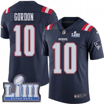 Youth New England Patriots #10 Josh Gordon Navy Blue Nike NFL Rush Vapor Untouchable Super Bowl LIII Bound Limited Jersey