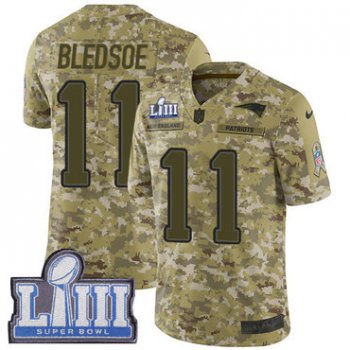 Youth New England Patriots #11 Drew Bledsoe Camo Nike NFL 2018 Salute to Service Super Bowl LIII Bound Limited Jersey