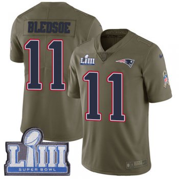 Youth New England Patriots #11 Drew Bledsoe Olive Nike NFL 2017 Salute to Service Super Bowl LIII Bound Limited Jersey