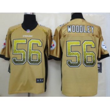 Nike Pittsburgh Steelers #56 LaMarr Woodley Drift Fashion Yellow Elite Jersey