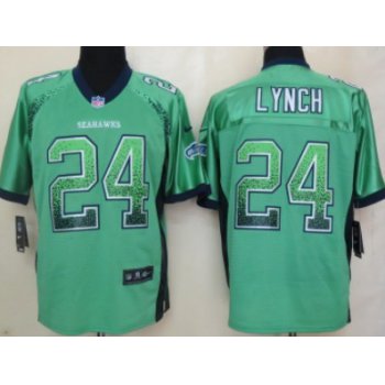 Nike Seattle Seahawks #24 Marshawn Lynch Drift Fashion Green Elite Jersey