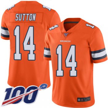 Nike Broncos #14 Courtland Sutton Orange Men's Stitched NFL Limited Rush 100th Season Jersey