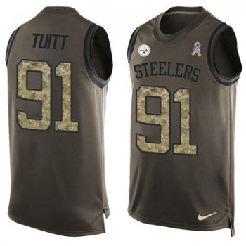 Men's Pittsburgh Steelers #91 Stephon Tuitt Green Salute to Service Hot Pressing Player Name & Number Nike NFL Tank Top Jersey