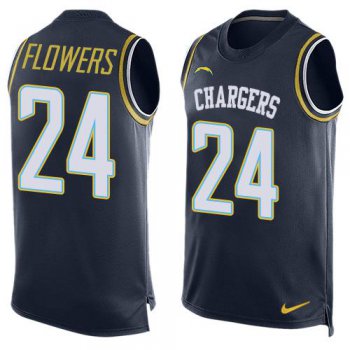 Men's San Diego Chargers #24 Brandon Flowers Navy Blue Hot Pressing Player Name & Number Nike NFL Tank Top Jersey
