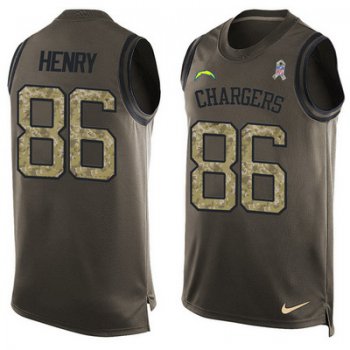Men's San Diego Chargers #86 Hunter Henry Green Salute to Service Hot Pressing Player Name & Number Nike NFL Tank Top Jersey