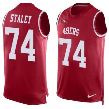 Men's San Francisco 49ers #74 Joe Staley Red Hot Pressing Player Name & Number Nike NFL Tank Top Jersey