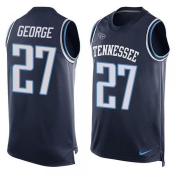 Men's Tennessee Titans #27 Eddie George Navy Blue Hot Pressing Player Name & Number Nike NFL Tank Top Jersey