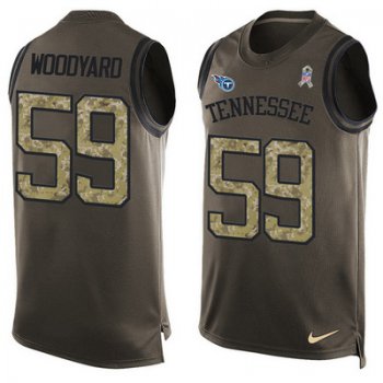 Men's Tennessee Titans #59 Wesley Woodyard Green Salute to Service Hot Pressing Player Name & Number Nike NFL Tank Top Jersey