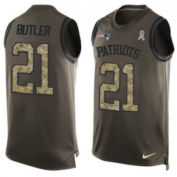 Men's New England Patriots #21 Malcolm Butler Green Salute to Service Hot Pressing Player Name & Number Nike NFL Tank Top Jersey