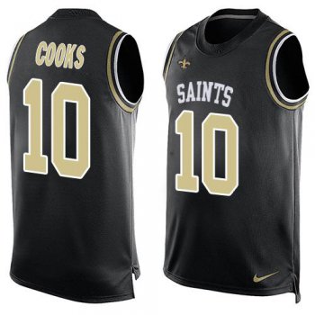 Men's New Orleans Saints #10 Brandin Cooks Black Hot Pressing Player Name & Number Nike NFL Tank Top Jersey