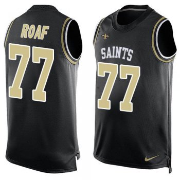 Men's New Orleans Saints #77 Willie Roaf Black Hot Pressing Player Name & Number Nike NFL Tank Top Jersey