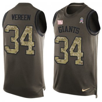 Men's New York Giants #34 Shane Vereen Green Salute to Service Hot Pressing Player Name & Number Nike NFL Tank Top Jersey