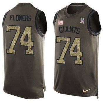 Men's New York Giants #74 Ereck Flowers Green Salute to Service Hot Pressing Player Name & Number Nike NFL Tank Top Jersey