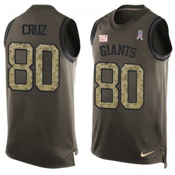 Men's New York Giants #80 Victor Cruz Green Salute to Service Hot Pressing Player Name & Number Nike NFL Tank Top Jersey