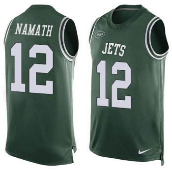 Men's New York Jets #12 Joe Namath Green Hot Pressing Player Name & Number Nike NFL Tank Top Jersey