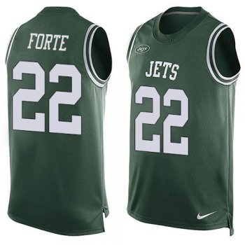 Men's New York Jets #22 Matt Forte Green Hot Pressing Player Name & Number Nike NFL Tank Top Jersey
