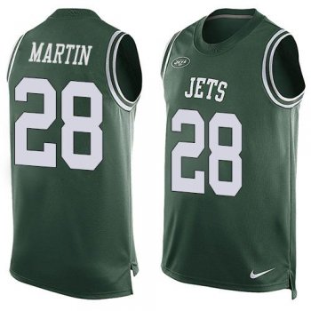 Men's New York Jets #28 Curtis Martin Green Hot Pressing Player Name & Number Nike NFL Tank Top Jersey