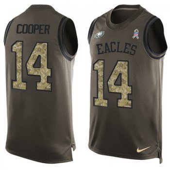 Men's Philadelphia Eagles #14 Riley Cooper Green Salute to Service Hot Pressing Player Name & Number Nike NFL Tank Top Jersey