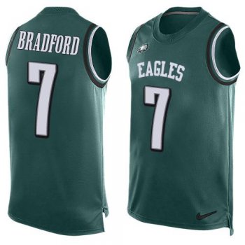 Men's Philadelphia Eagles #7 Sam Bradford Midnight Green Hot Pressing Player Name & Number Nike NFL Tank Top Jersey