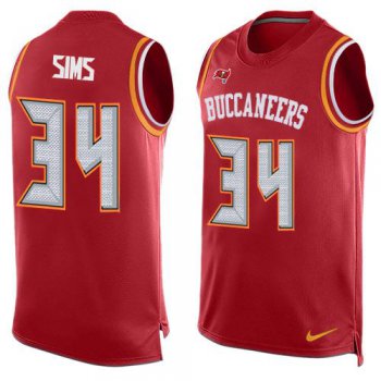 Men's Tampa Bay Buccaneers #34 Charles Sims Red Hot Pressing Player Name & Number Nike NFL Tank Top Jersey