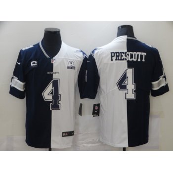 Men's Dallas Cowboys #4 Dak Prescott Blue White Two Tone 2021 Vapor Untouchable Stitched NFL Nike Limited Jersey
