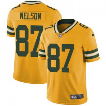Nike Green Bay Packers #87 Jordy Nelson Yellow Men's Stitched NFL Limited Rush Jersey