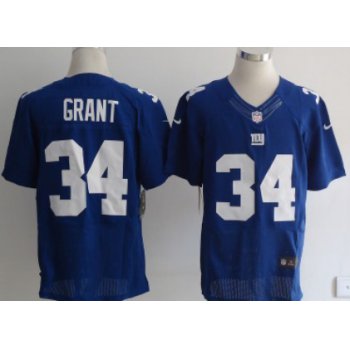 Nike New York Giants #34 Deon Grant Blue Elite Jersey