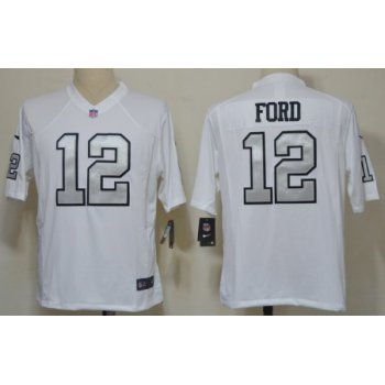 Nike Oakland Raiders #12 Jacoby Ford White With Silvery Game Jersey