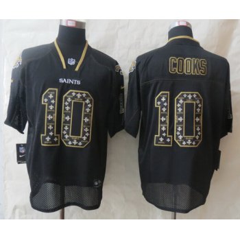 Nike New Orleans Saints #10 Brandin Cooks Lights Out Black Ornamented Elite Jersey